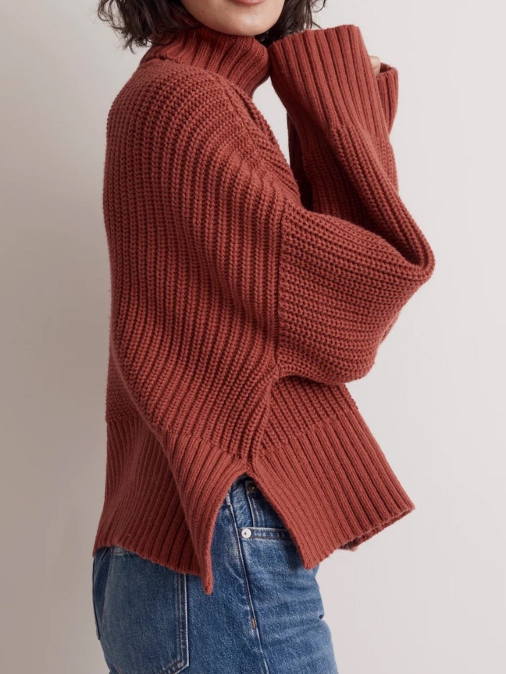 Madewell Wide Rib Turtleneck Sweater Antique Rose XL